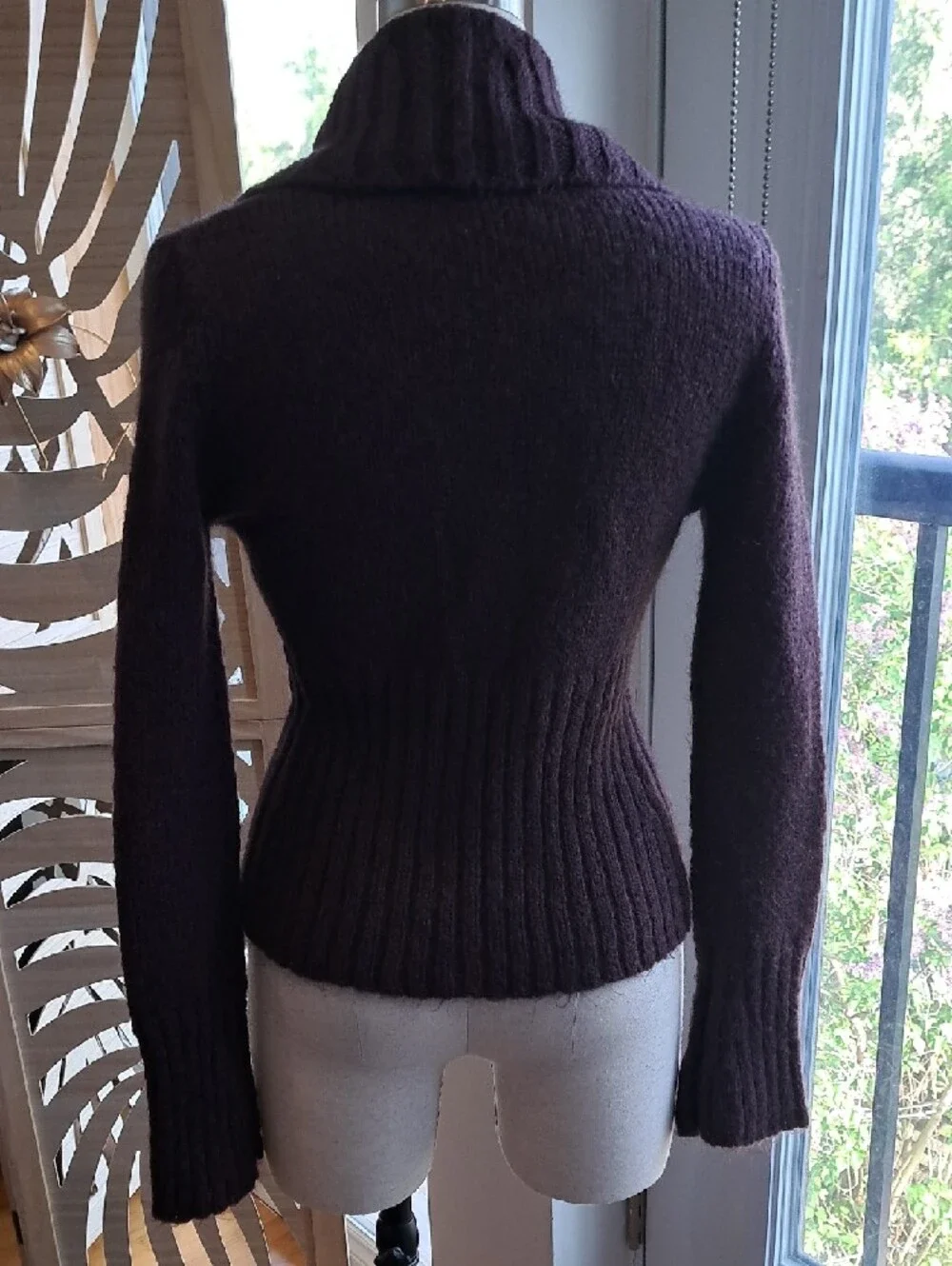 H&M Plum Shawl-Collar Single-Button Knit Cardigan - Picture 4 of 5
